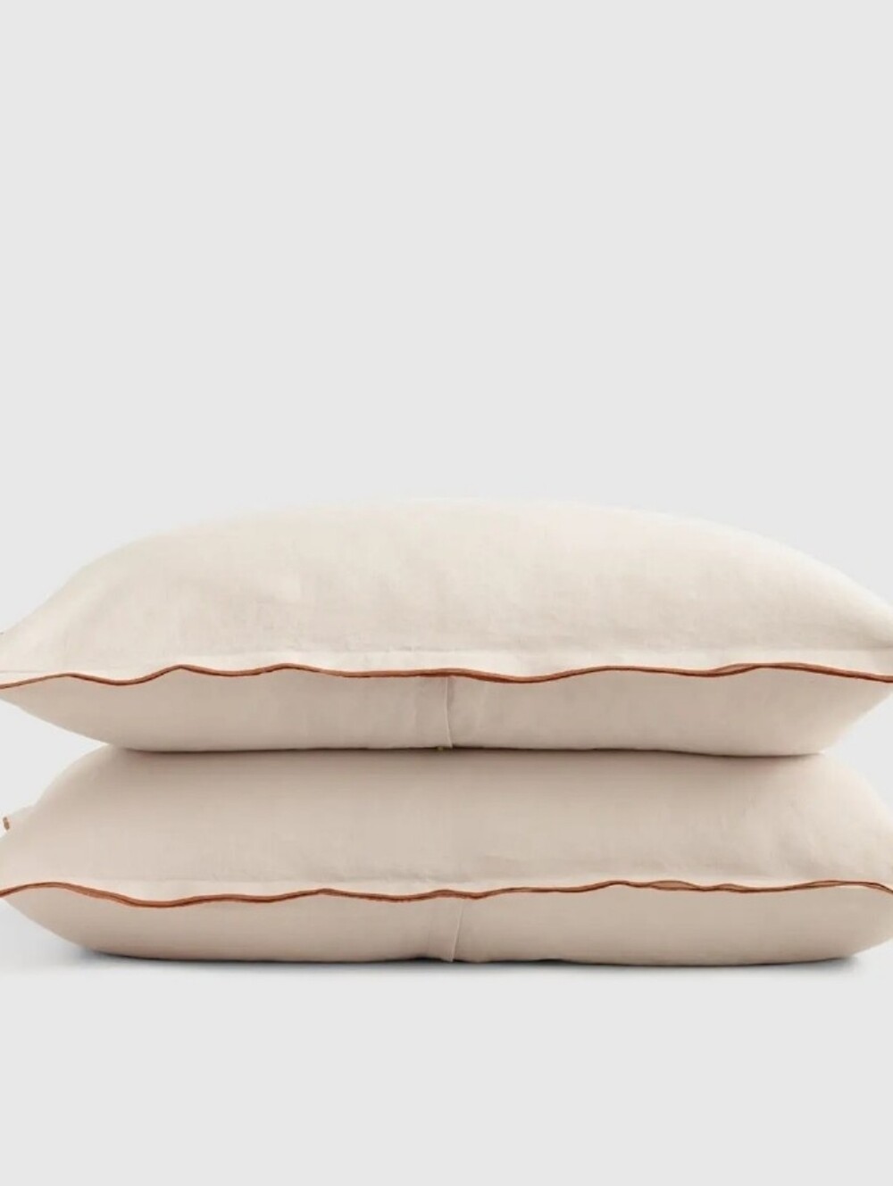 NWOT! Quince Linen Embroidered Sand/ Terracotta Standard Shams! Set Of 2 (Z26)